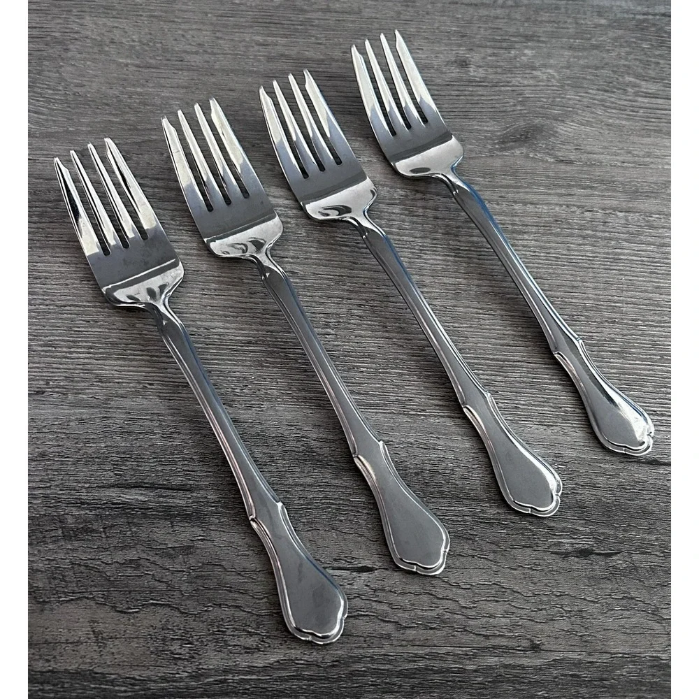 Pfaltzgraff Briarwood Salad Forks Stainless Glossy‎ Set Of 4